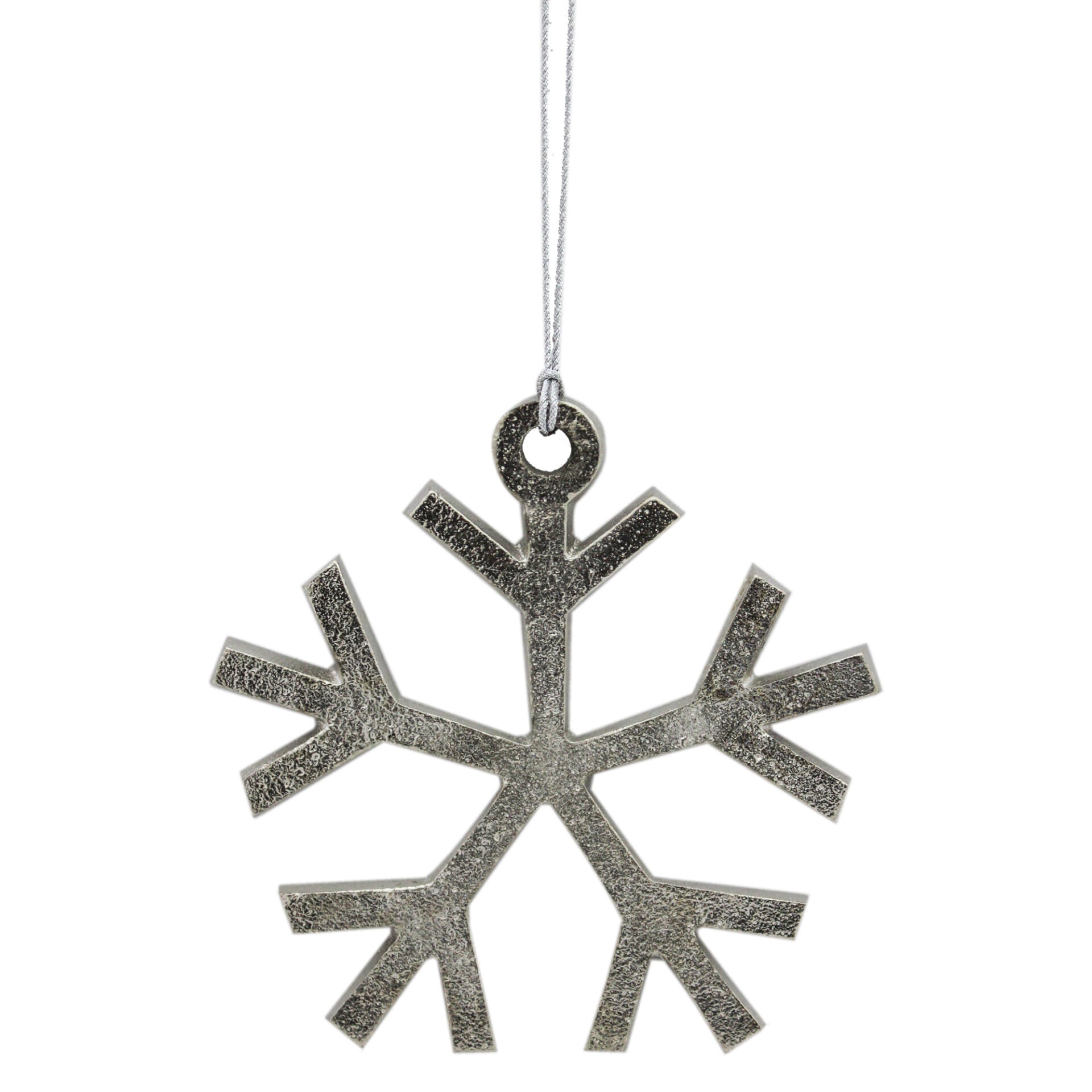 Set of 6 Silver Snowflake Shaped Christmas Hanging Ornaments